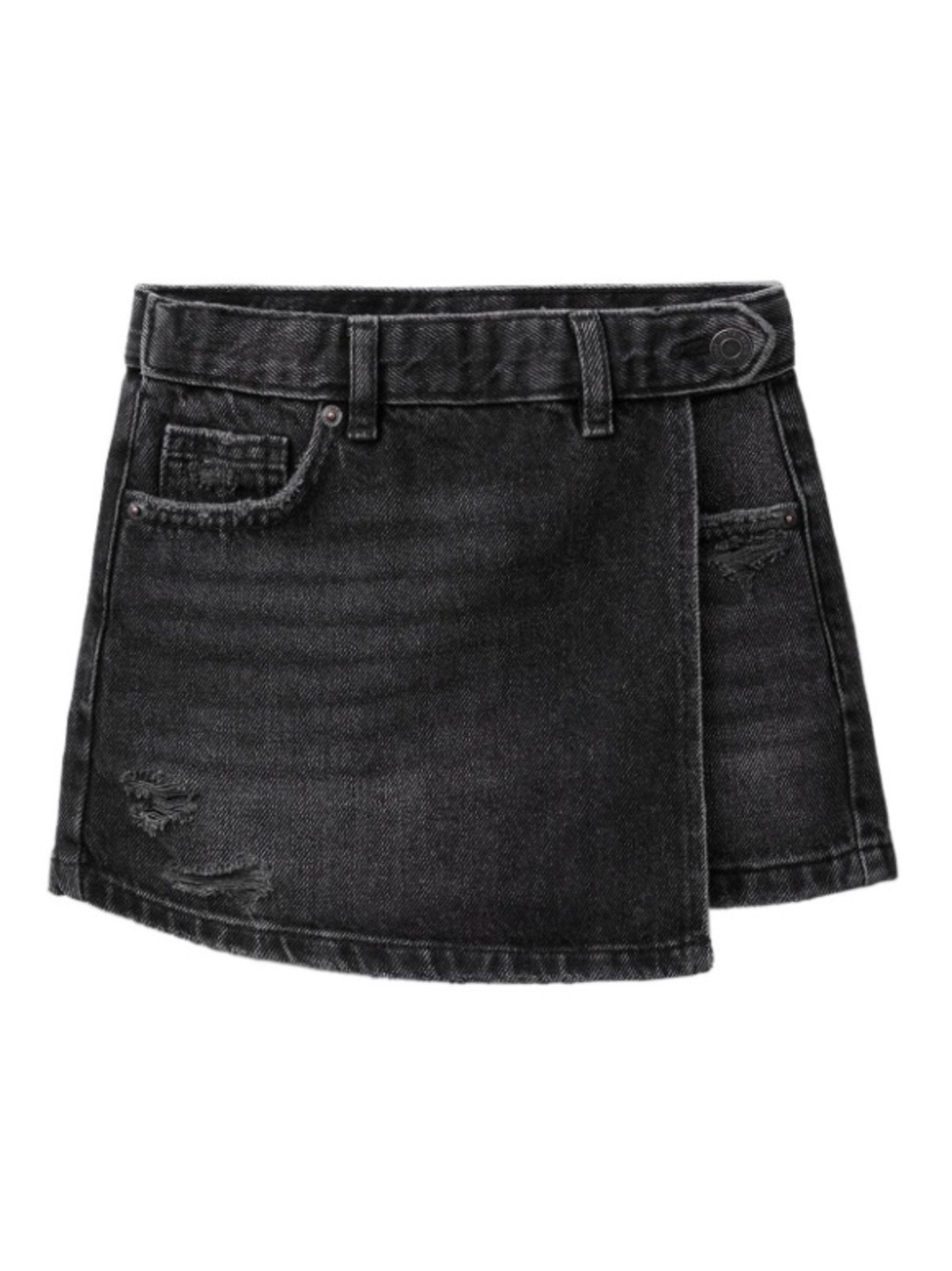 Zara Girls Black Denim Wrap Mini Skirt 9-10